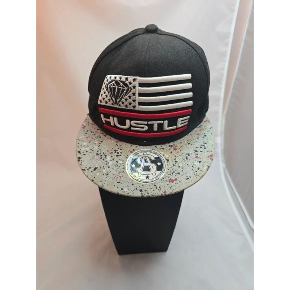 Sole Addiction Hustle Diamond Flag Distressed Snapback Hat Black